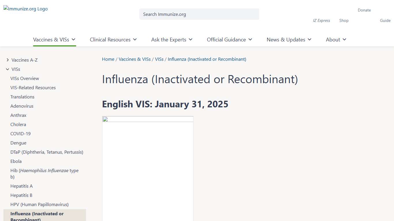 Influenza (Inactivated) Vaccine Information Statements (VIS) Immunize.org