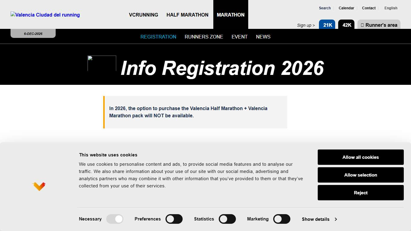 Info Registration 2026 · Valencia Ciudad del Running